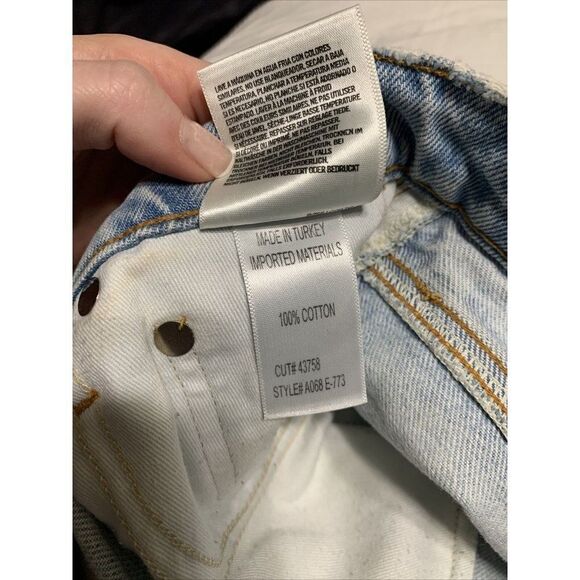 Agolde authentic A068 E773 solid light blue denim jean distressed mini skirt 23 - Picture 8 of 8